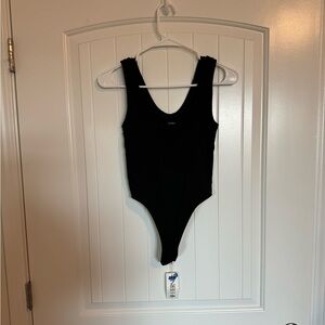 Eterne Square Neck Black Thong Bodysuit Size XS/S NWT